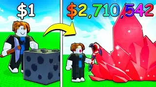 Going From $1 To $1 million COINS IN ROBLOX PICKAXE SIMULATOR