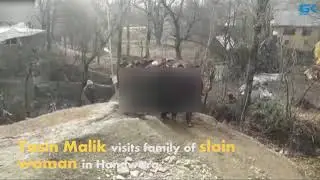 Yasin Malik visits family of slain woman in Handwara