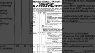 Rawalpindi medical University jobs 2023 / Medical University Rawalpindi teaching jobs