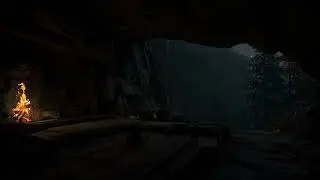 Relaxing Night Forest | Warm Cave Fire, Quiet Outdoor Nature Sounds