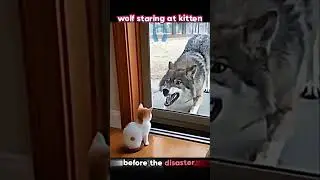 Cat save her kitten from wolf 🔥📢| cat vs wolf | #shorts #cat #catvideos #wolf #kitten