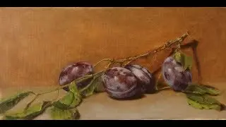 Branch with plums oil painting