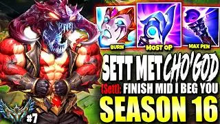 Sett Met Cho'GOD Top Lane and got COMPLETELY TILTED 💀💀 Road to Challenger #07 - s16 Gameplay