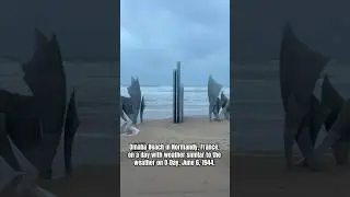 Omaha Beach in Normandy, France, on a day with weather similar to the weather on D-Day, June 6, 1944
