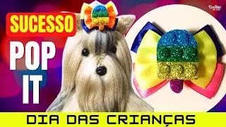DIA DAS CRIANÇAS: Laço Pet com Aplique POP IT - Fidget Toys (Sucesso Garantido) + Moldes
