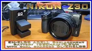 4K&sup2;⁵📷NIKON Z 30_(ACELL  Replacement Battery 1350mAh_10.3Wh)+(DL-ENEL Dual Charger)