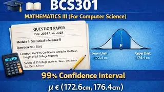 99% Confidence Limits for Mean | Large Sample | BCS301 Mathematics III | VTU