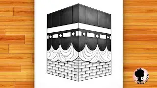 Kaaba Drawing Tutorial || How to Draw Khana Kaaba easy - Step by Step (Makkah Mukarma drawing)