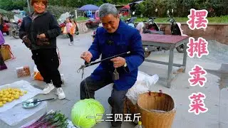 74岁老父亲摆摊卖菜，萝卜白菜都物美价廉，挣点零花钱心里也高兴