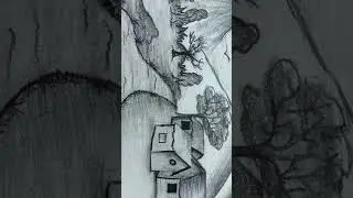 Peaceful Village Landscape | Pencil Shading Art ✏️ #shorts