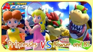 Princess Daisy & Peach VS Bowser and Bowser Jr - Mario Tennis Aces DOUBLES Gameplay (No Commentary)