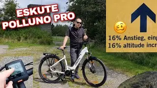 ESKUTE Polluno Pro im Test Review mit 16% Steigung Ebike Pedelec mit Bafang M200 Mittelmotor
