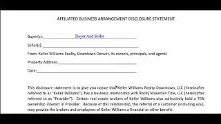 Affiliated Business Disclosure Explained | Colorado Homebuyers Guide