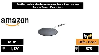 Prestige Hard Anodised Aluminium Cookware Induction Base Paratha Tawa, 265mm, Black