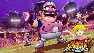 Mario Strikers Battle League Quick Battle Wario Peach Ropsalina and Mario in Lava Castle