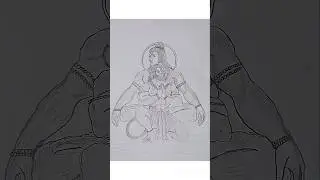 Powerful Hanuman Drawing Art | Spiritual Sketch #Shorts