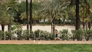 Invisible runner in Turia riverbed, Valencia, Spain
