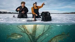 Ice Fishing A GIANT Tree! (Underwater Footage)