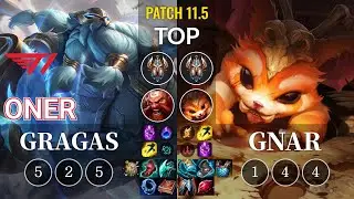 T1 Oner Gragas vs Gnar Top - KR Patch 11.5