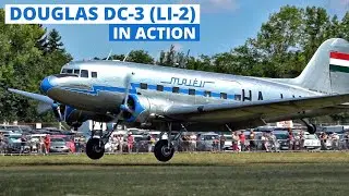 MALEV Douglas DC-3 (Li-2) Landings & Takeoffs at Budaörs Airport | Formation Lowpass w/ Antonov [4K]