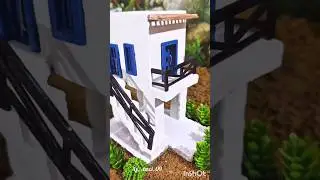 🏠 Miniature Greek Style House Model | Handmade Decor Idea #shorts #minicraft #viralshorts #trending