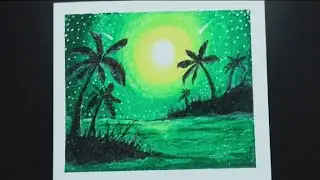 How to draw a simple and beautiful scenery| parvathiprarthana | pennpaint