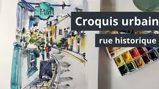 Croquis urbain à l’aquarelle : 3 dessins de rue historique