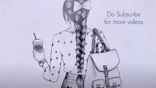 How to draw a girl with a school bag || step by step making simple pencil sketch 📝|| sketch tutorial