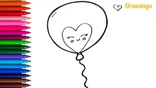 Balloon Drawing Step By Step | How To Draw Balloon Easy | Drawings For Kids