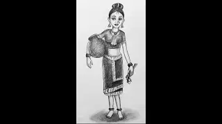 How to draw a girl | How to draw village girl with pot | Girl drawing | drawing for girls | #shorts