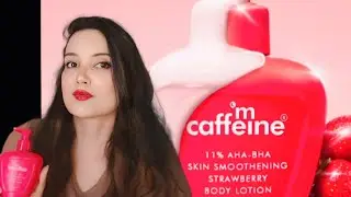 mCaffeine's *New Launch* 11% AHA BHA Strawberry Body Lotion review 🍓
