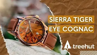 Sierra Tiger Eye Cognac: Wooden Watch for Men With Leather Strap