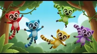 Cinco Pequeños Lémures Saltan, Saltan, Sal | Canciones Infantiles y Rimas para Niños
