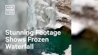 Mesmerizing Footage of Frozen Waterfall in Canada