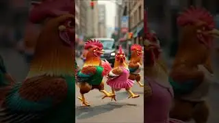 Funny Dancing Chickens in City | Cute Hen Dance 3D Animation