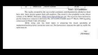 Hpssc Final Result of JUNIOR TEVHNICIAN (ELECTRICAL) -948