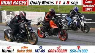 DRAG RACES ⏱️ Qualy: Hornet ❎ Duke 990 ❎ MT-09 ❎ CBR1000RR ❎ GSX-R1000 🔥 11 a 8 s Copa Navidad 2025