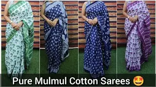 Pure Quality Cotton Mulmul Sarees 🤩 | Soft Wear Saree #cottonsarees