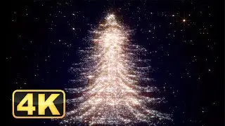 🎄4K Sparkling Abstract Christmas Tree | UHD Holiday Ambience with Falling Snow and Christmas Music