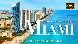 Flying Over Miami, Florida &ndash; USA | Scenic Drone Views & Calming Music 4K   #4kvideo #dronevideo #4k