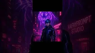 Meon Guardian / Neon Tiger's Fury/short /#Rafaypromptstudio
