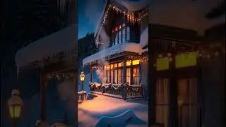 Twilight Chalet &mdash; Cozy Winter Night #dreamhome #home #eleganthomes #relax #dreamyspaces #sunset
