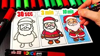 Drawing 🎅SANTA CLAUS🎅  Challenge in 30 sec, 3 min, 10 min