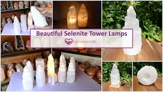 Beautiful Selenite Tower Lamps, Tower Logs & Cute Selenite Mini Towers