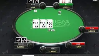 Americas Cardroom,  Rigged Hand Action Flop. Play money mode.