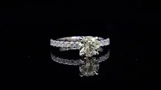 Natural Round Cut U-Pave Set Diamond Engagement Ring
