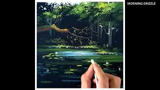 Sunlight in deep forest - oil pastel landscape drawing ( with colour names )