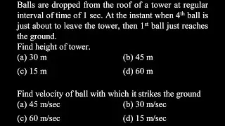 Balls are dropped from the roof of a tower at regular interval of time of 1 sec. At the instant wh