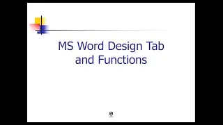 MS Word Design Tab and Functions