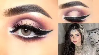 Smokey Holo Eye Makeup for bridal|Dubble wings Glitter Eyeliner kese lgaye|How to Create Cut Crease|